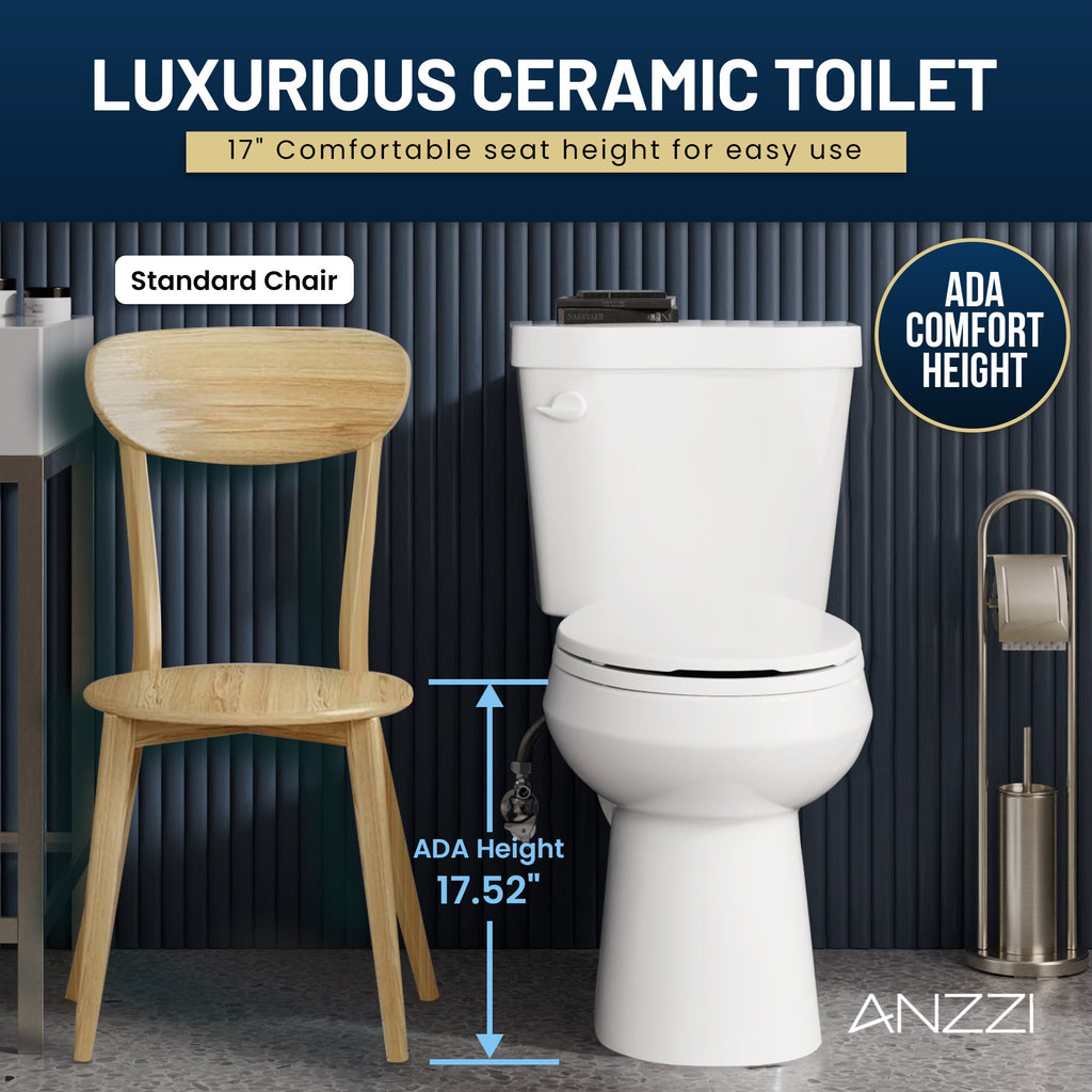 ANZZI Two-Piece ADA Comfort Height Toilet — view 9