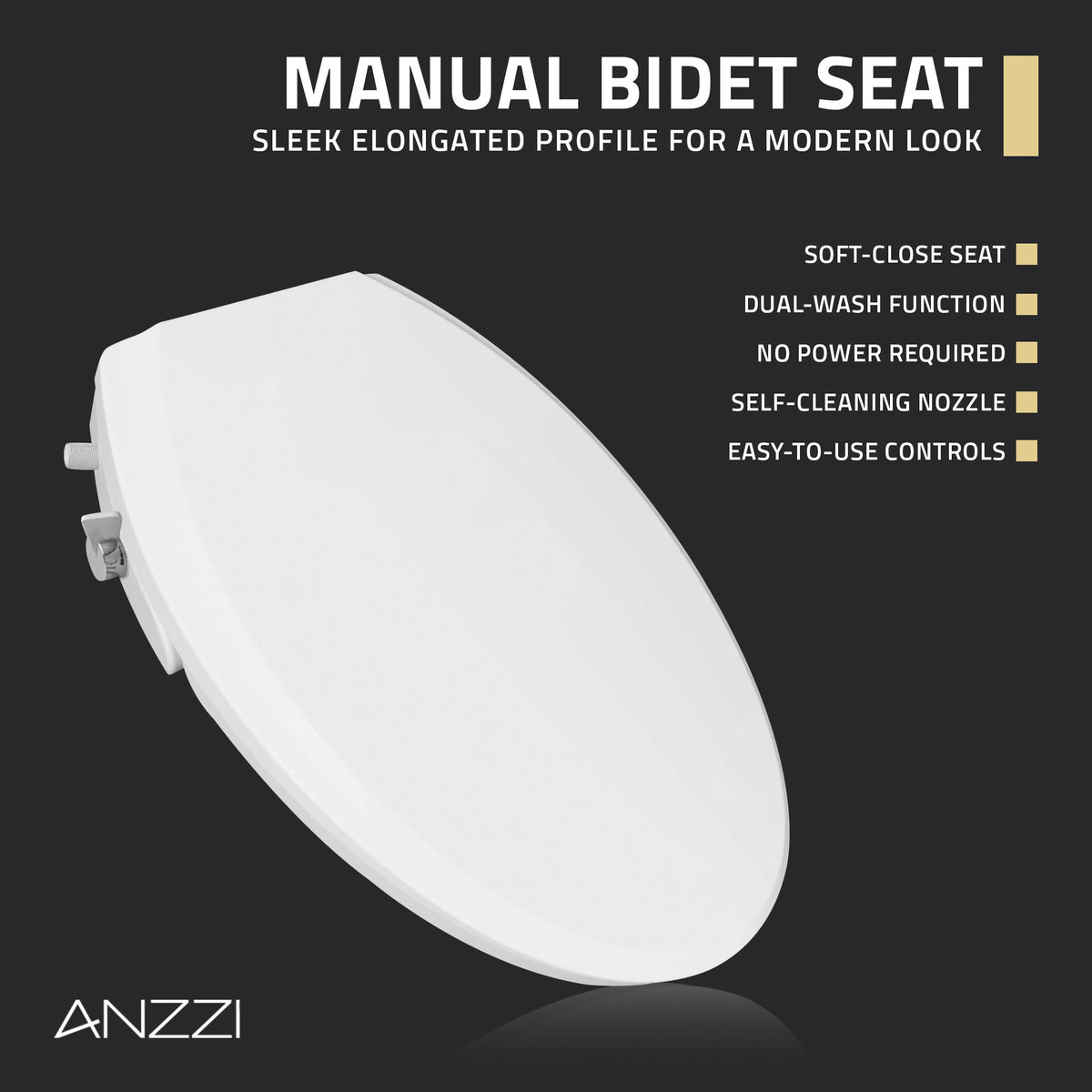 ANZZI Minnow Non-Electric Manual Bidet Toilet Seat — view 4