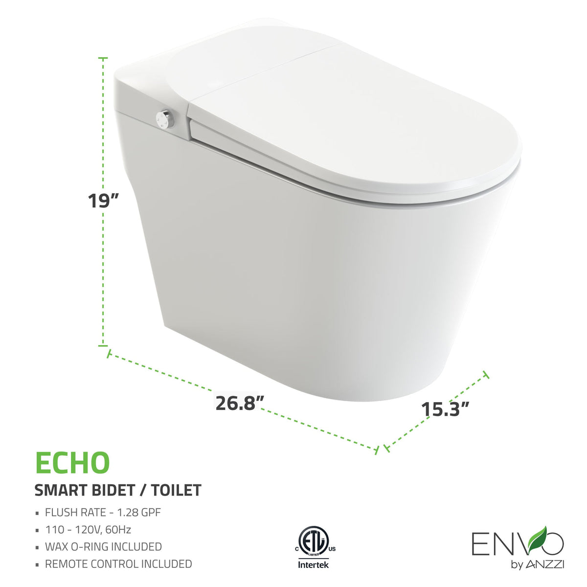 ANZZI ENVO Echo Tankless Smart Bidet Toilet — view 5