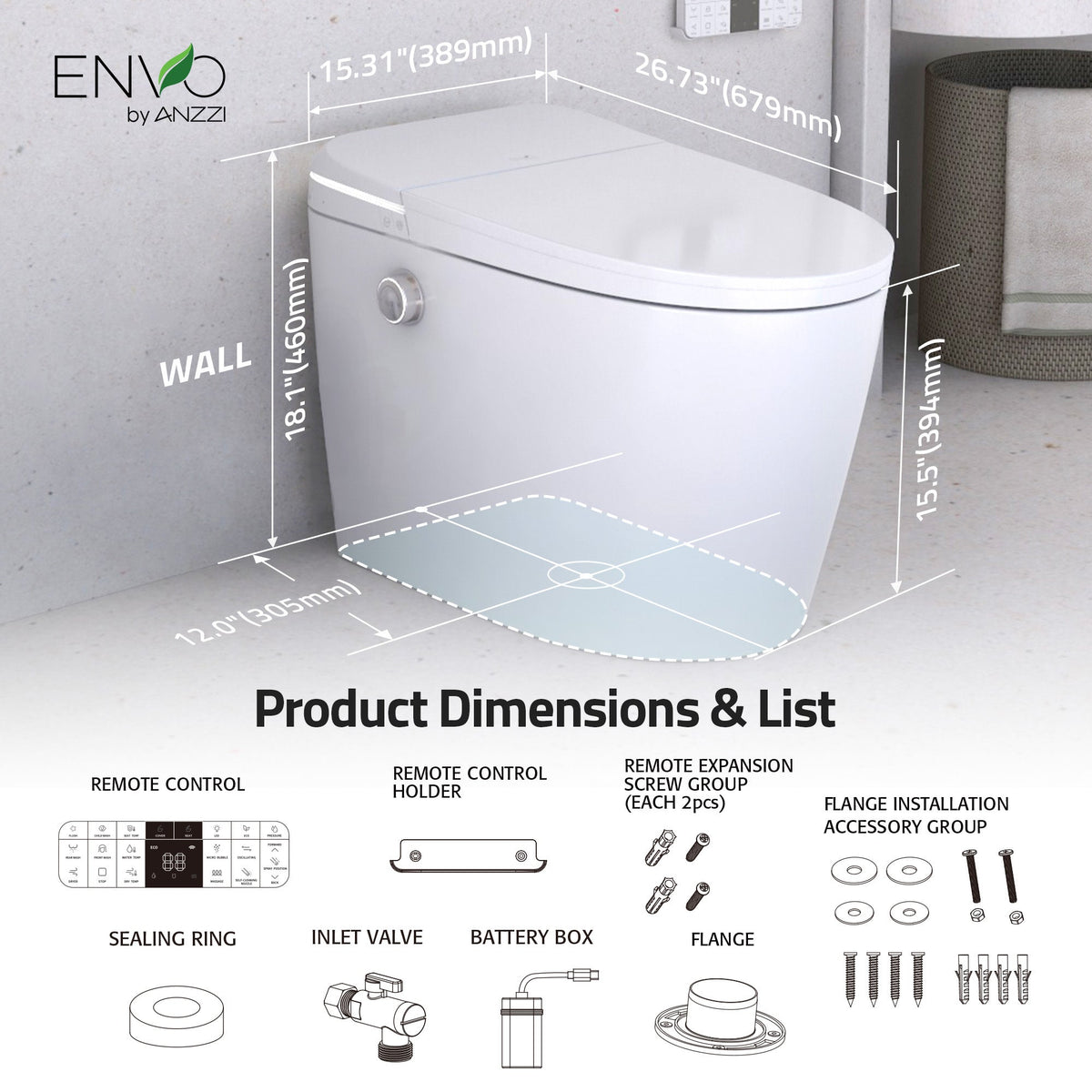 ANZZI ENVO Dia One-Piece Smart Bidet Toilet — view 10