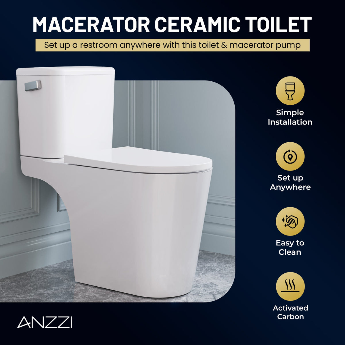 ANZZI Nesso Upflush Macerating Toilet System — view 5