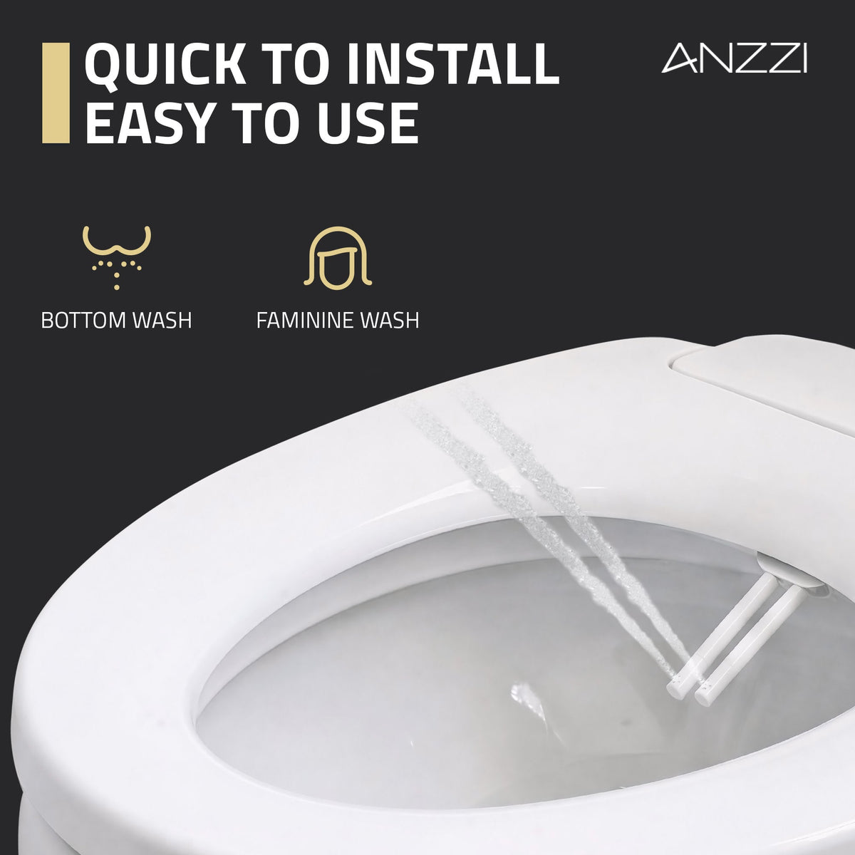 ANZZI Minnow Non-Electric Manual Bidet Toilet Seat — view 5