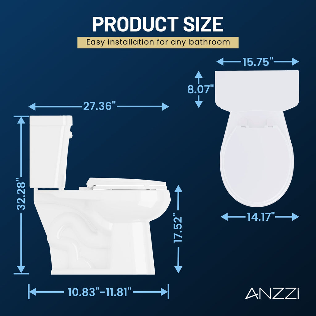 ANZZI Two-Piece ADA Comfort Height Toilet — view 10