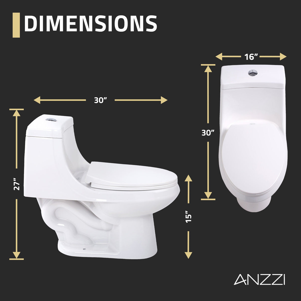 ANZZI Odin One-Piece Dual Flush Elongated Toilet — view 5