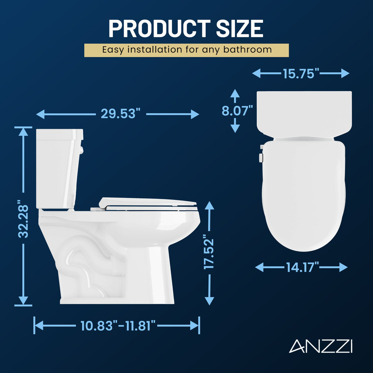 ANZZI Two-Piece ADA Comfort Height Toilet — view 13